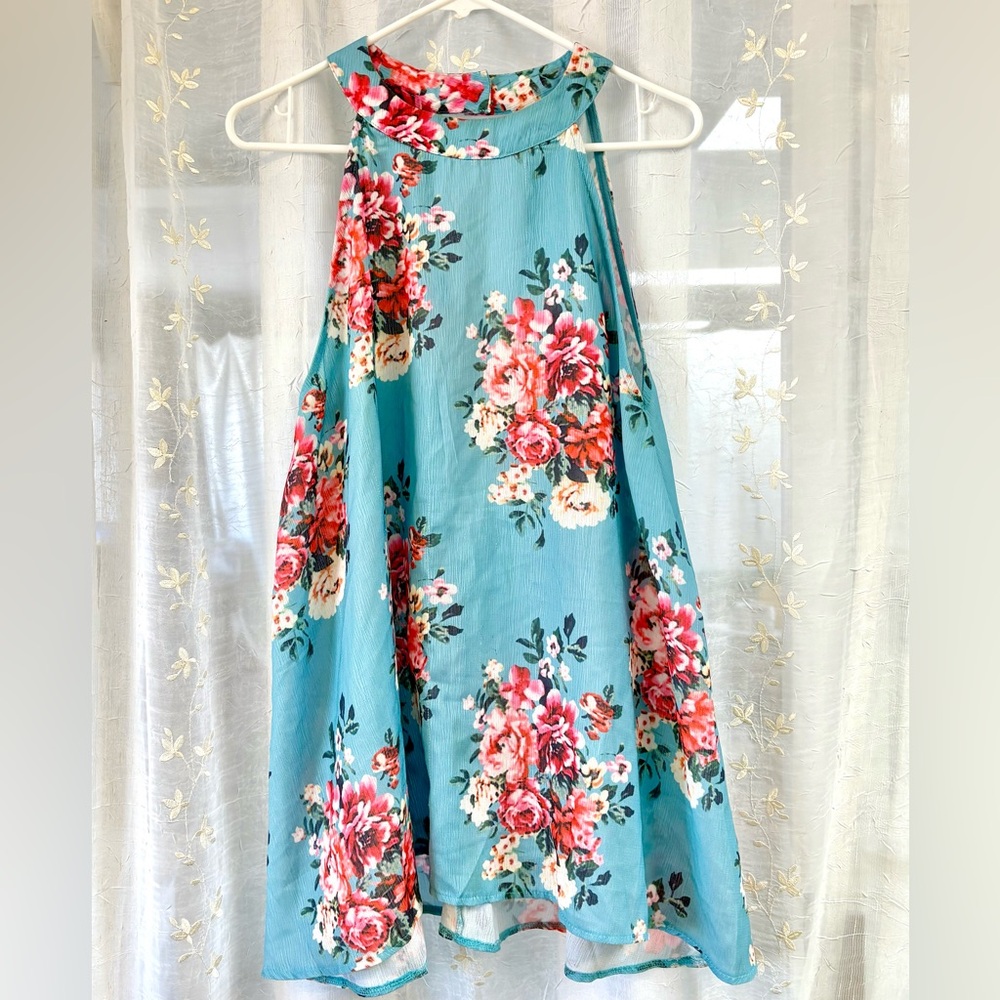 Nordstrom Floral Tank Top - Blue and Red